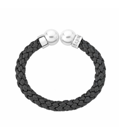 BRAZALETE RIGIDO CUERO NEGRO