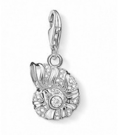 CHARM COLGANTE CONCHA PLATA CIRCONITA BL