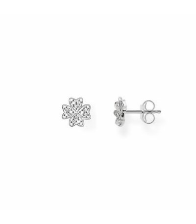 ARETES TREBOL PLATA CIRCONITA BLANCO