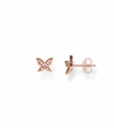 ARETES MARIPOSA PLATA BAÑO ORO ROSADO