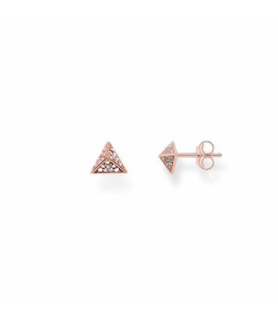 ARETES PYRAMID PLATA BAÑO ORO ROSADO