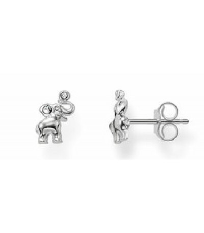 ARETES ELEFANTE PLATA CIRCONITA BLANCO