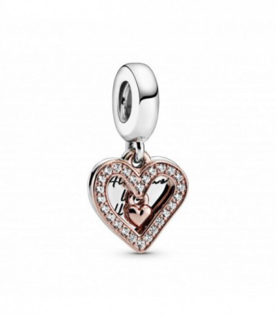 HEART PANDORA ROSE AND STERLING SILVER