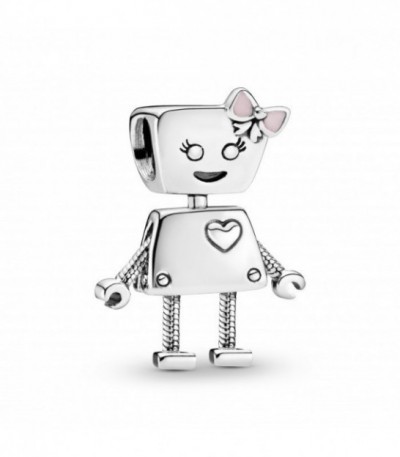 CHARM PLATA ESMALTE ROSA ROBOT