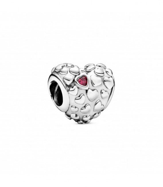 MUM SILVER CHARM WITH RED CUBIC ZIRCONIA