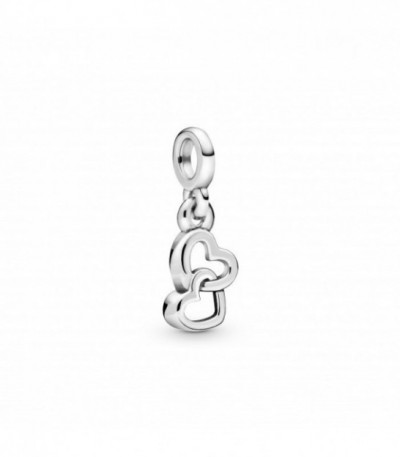 Linked hearts sterling silver dangle cha