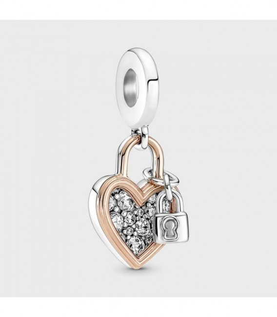 HEART PADLOCK SILVER AND 14K ROSE GOLD P