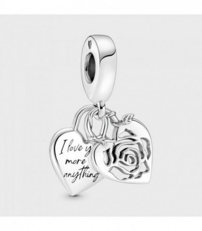 ROSE HEART STERLING SILVER DOUBLE DANGLE