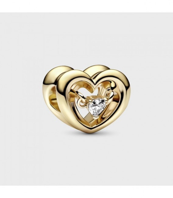 OPEN HEART CHARM WITH CUBIC ZIRCONIA