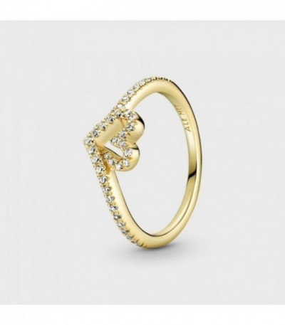 HEART AND WISHBONE RING 14K GOLD PLATED