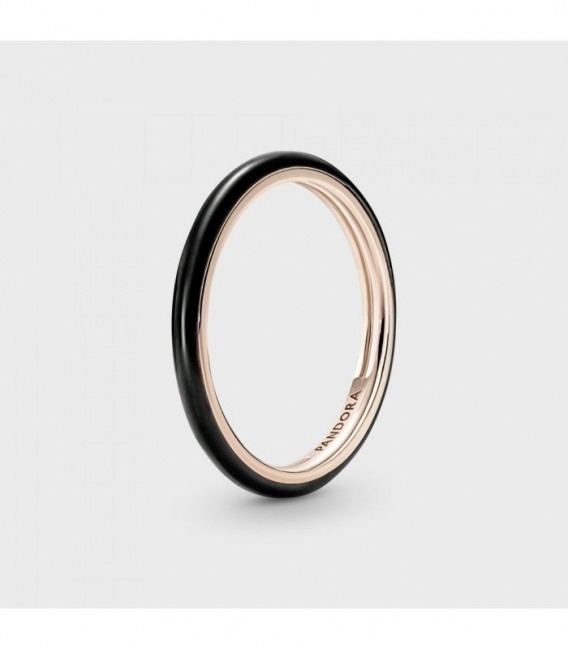 14K ROSE GOLD-PLATED RING WITH BLACK