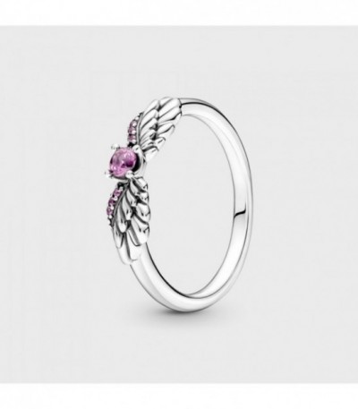 ANGEL WING SILVER RING PHLOX PINK