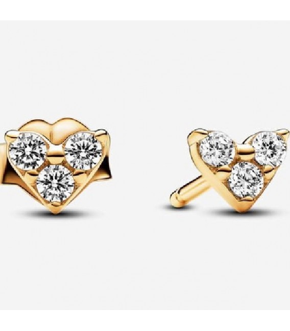 HEART STUD EARRINGS WITH CLEAR CUBIC ZIR