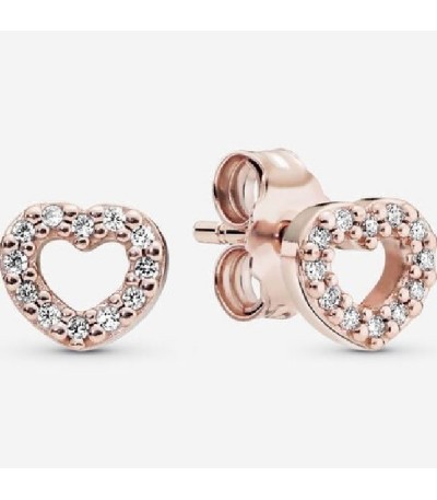 14k Rose gold-plated heart stud earrings