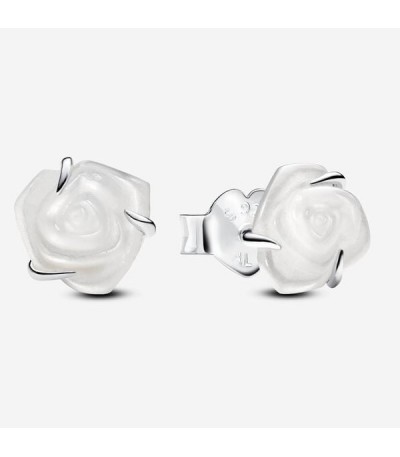 WHITE ROSE SILVER EARRINGS