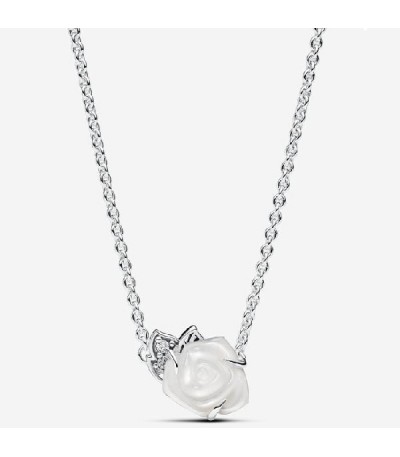 WHITE ROSE SILVER COLLIER