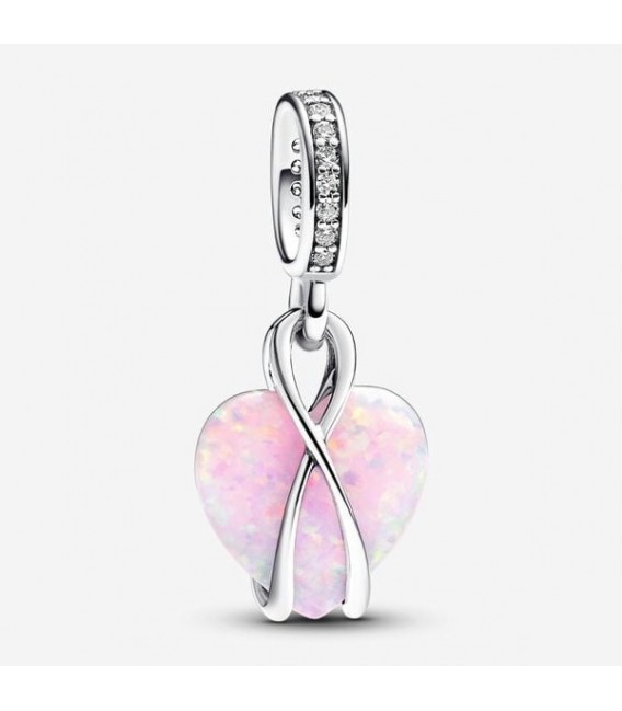 MOM HEART SILVER DANGLE WITH PINK