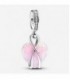 MOM HEART SILVER DANGLE WITH PINK