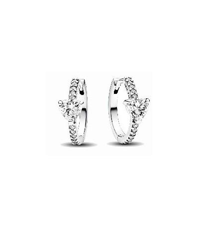 Heart sterling silver hoop earrings with