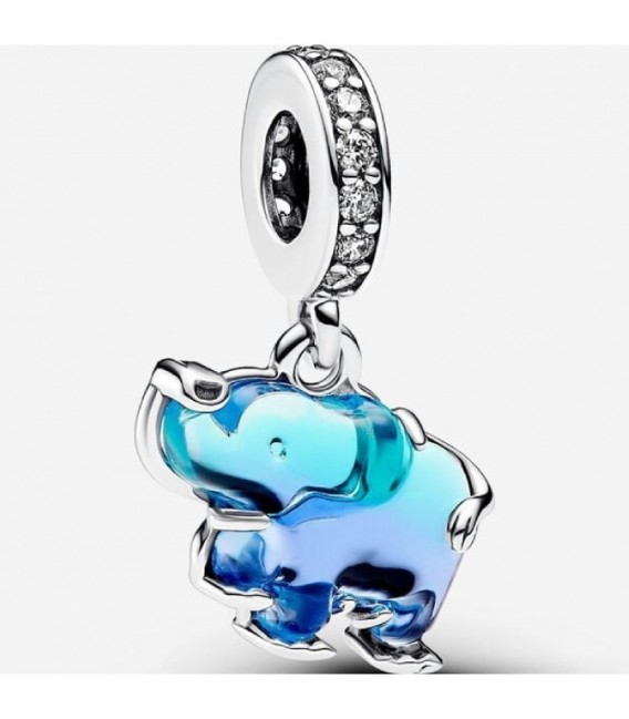 Charm Colgante de Cristal de Murano Azul Elefante