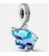 Charm Colgante de Cristal de Murano Azul Elefante