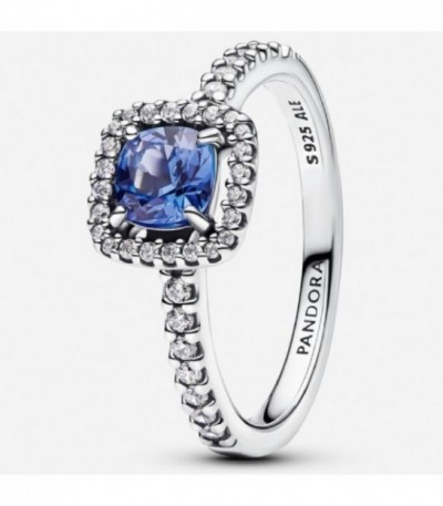 Anillo Halo Azul Cuadrado Brillante