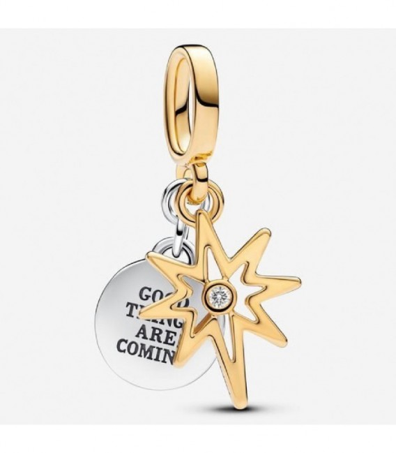 Charm Colgante Grabable Estrella Polar con diamante sintético creado en laboratorio